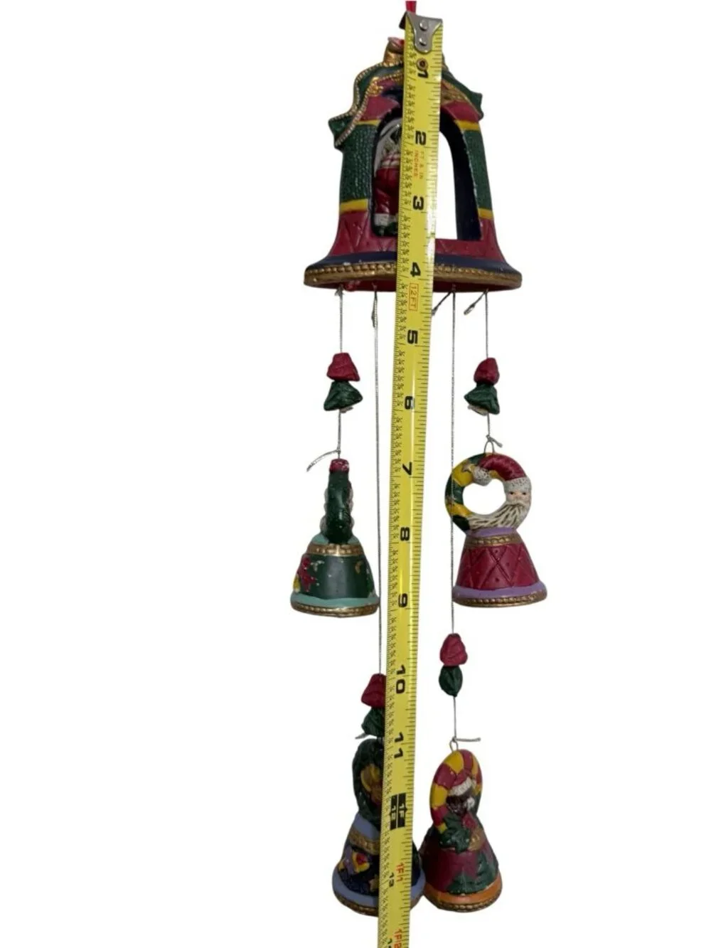 Ceramic Santa Claus Christmas Hanging Chimes Decoration Painted Multicolor 14